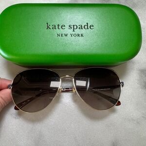 Kate Spade New York Katalina Sunglasses Aviator Gold Frame Brown Gradient Lens